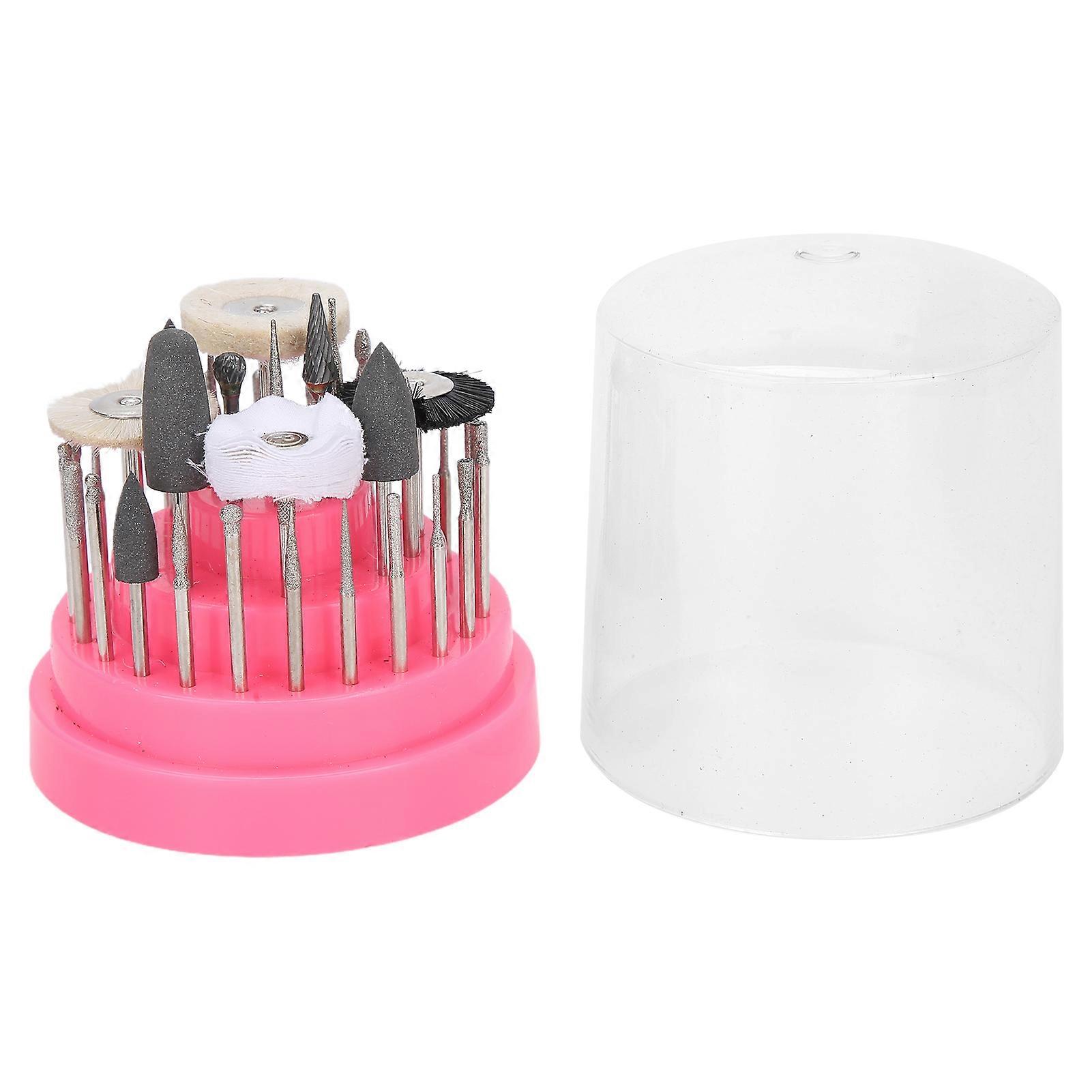 40pcs Nail Drill Bits Set Buffing Wheel Silicone Rubber Grinding Head Manicure Tool (Pink)