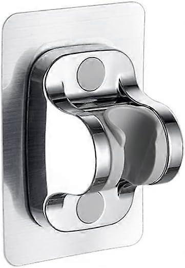 Bathroom Adjustable Plastic Shower Head Holder with Adhesive Stick, 1 Piece (Silver)