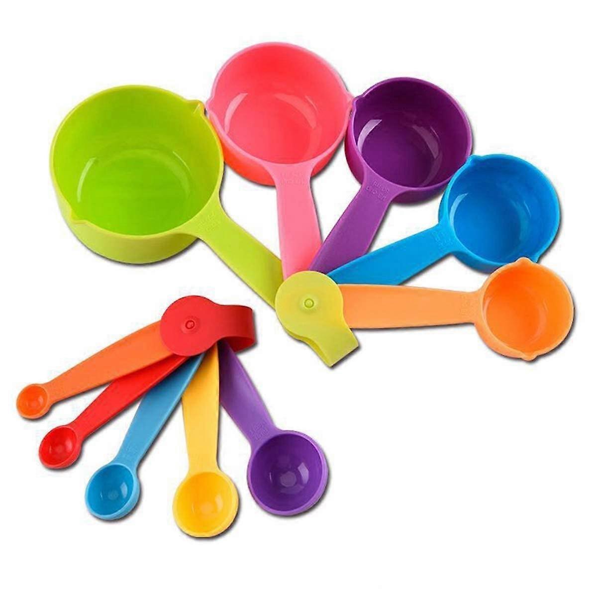 10Pcs Measuring Cups and Spoons Food Graded Plastic Stackable Kitchen Utensil Set
