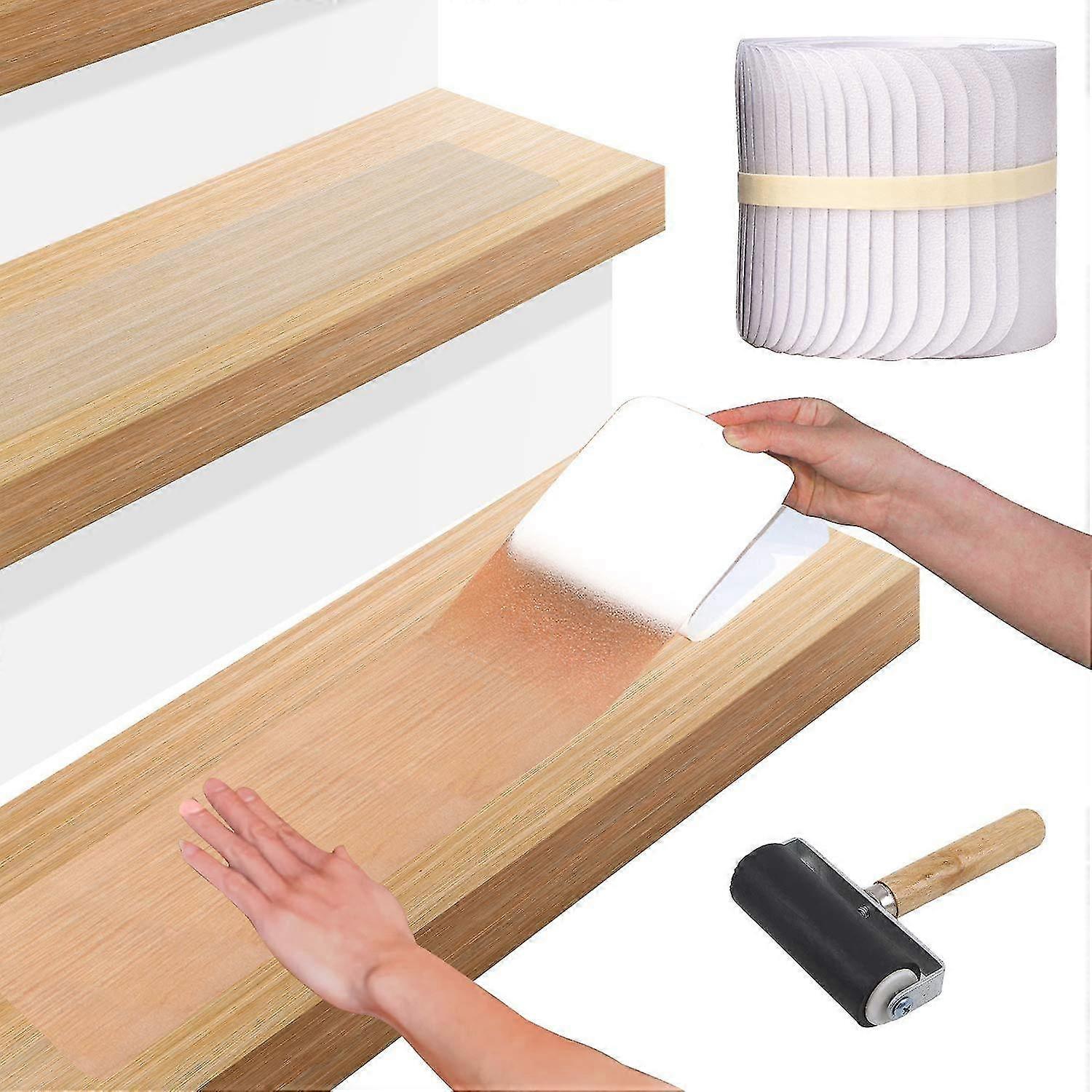 Auspicious-non-slip Stair Stickers 10 X 60cm 15pcs, Transparent Peva Non-slip Stair Strips, For Stairs, Self-adhesive Treads