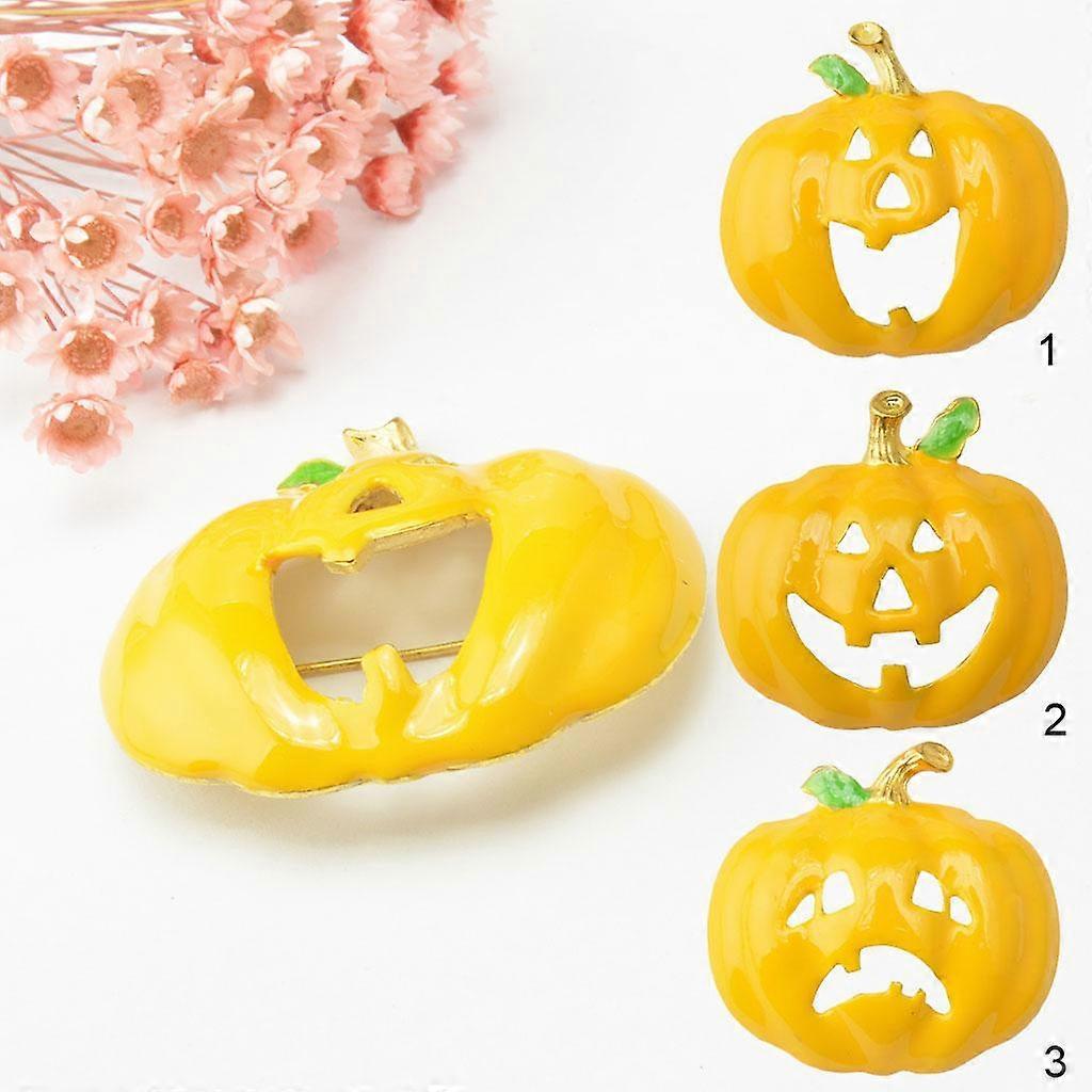 3x Halloween Pumpkin Pattern Brooch Lovely Jacket Metal Accessory Orange