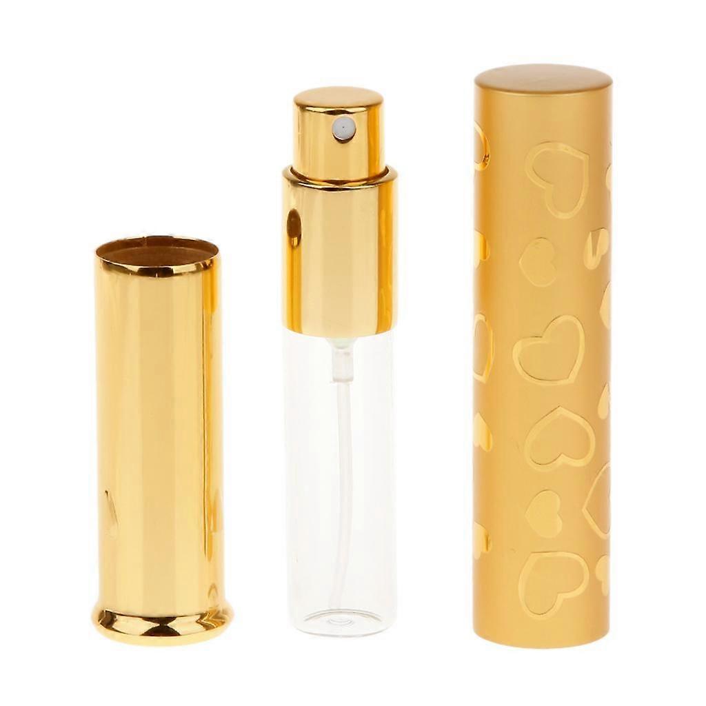 2x 7mlポータブルトラベルミニ詰め替え可能な香水ポンプ香りボトルゴールド
