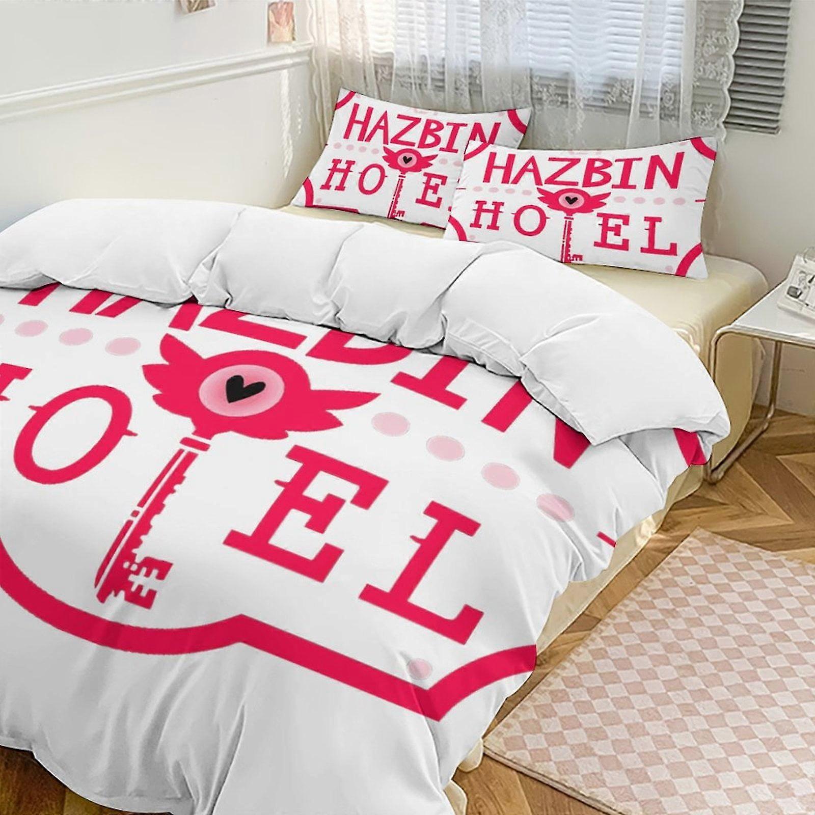 Zm645 Hazbin Hotel 3-Piece Twin Bed Set - Includes 1 Single Comforter And 2 Pillowcases Bedding - Fade Resistant Microfiber Lc645