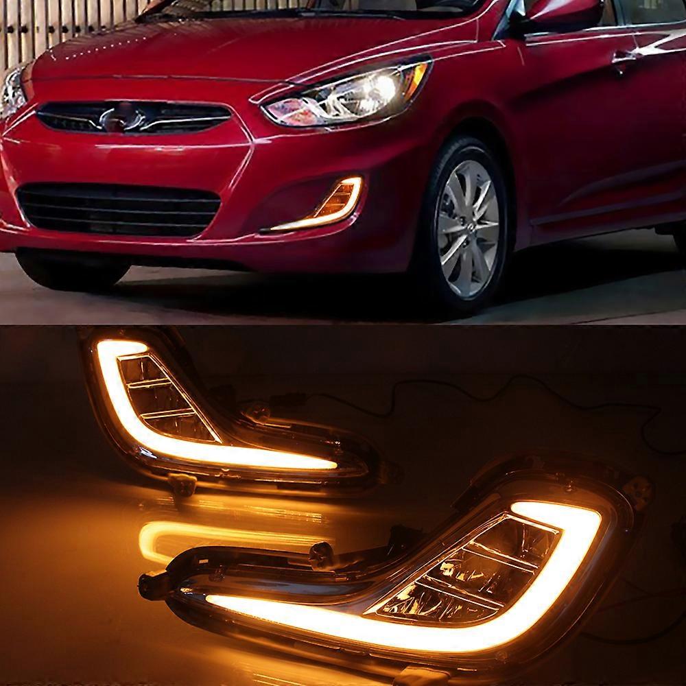 1Pair DRL For Hyundai Accent Solaris 2010 2011 2012 2013 2014 2015 2016 Daytime Running Light Fog Lamp cover turn Signal