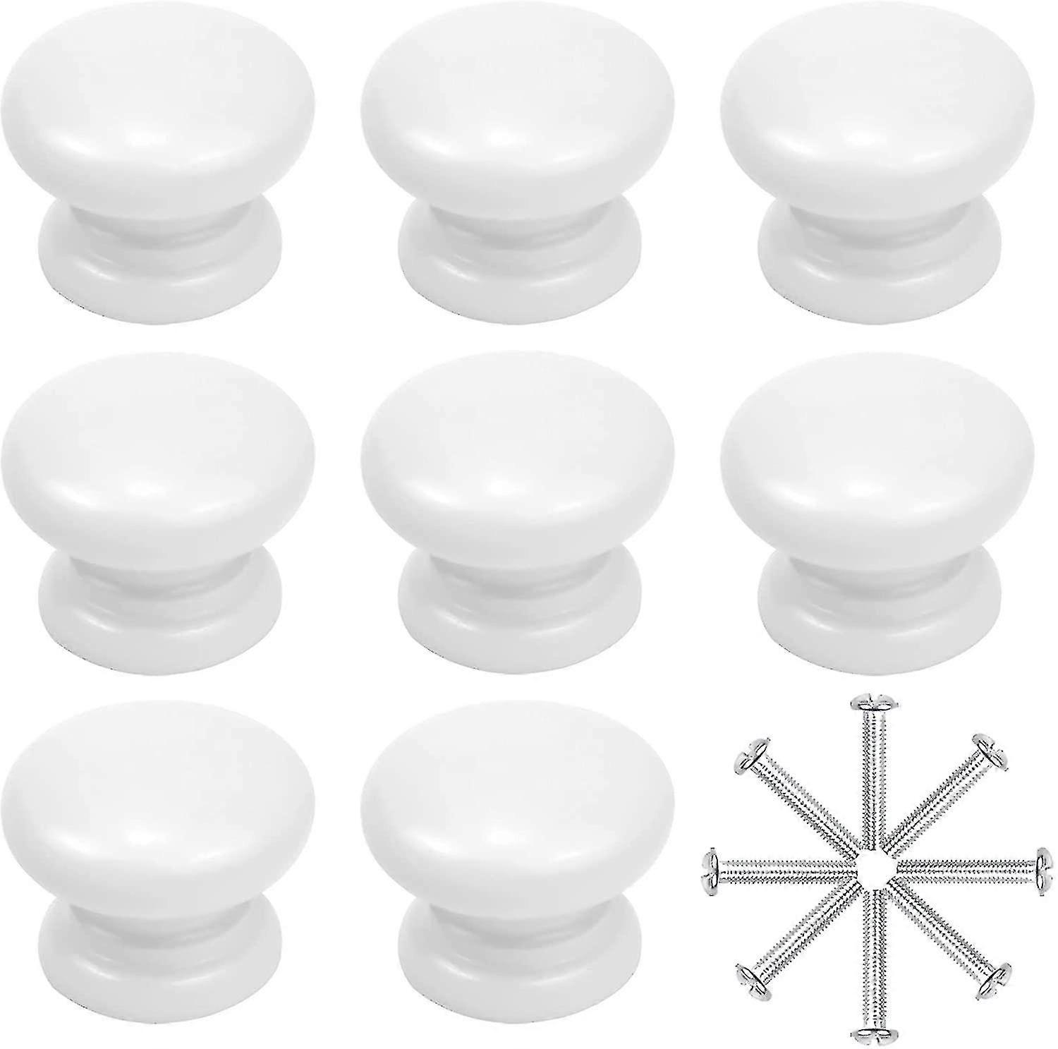 8 Pack White Door Handles 33mm