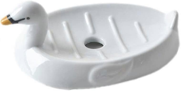 Ceramic Cute Swan Soap Tray Soap Dish, White