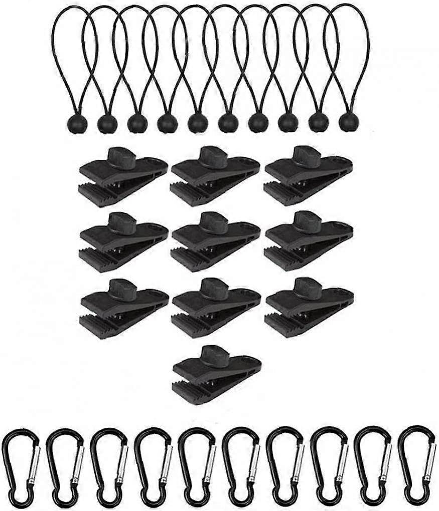 10 Sets Tarp Clip Tent Clamp Tarp Awnings Clip Awnings Clamp Tensioner Bungee Rope Elastic Tarp Ball Bungee Rope for Tents, Covers, Awnings, Banners B