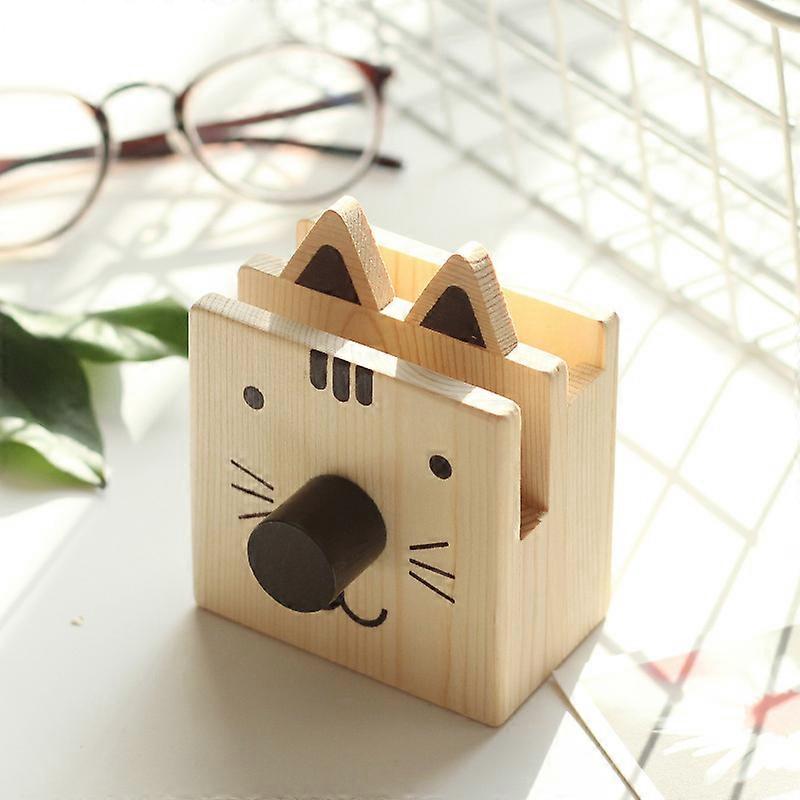 The CatMultifunctional Pen Holder Show Wood Glasses Pencil Holder Cartoon Show Phone Display Stand Unique Desktop