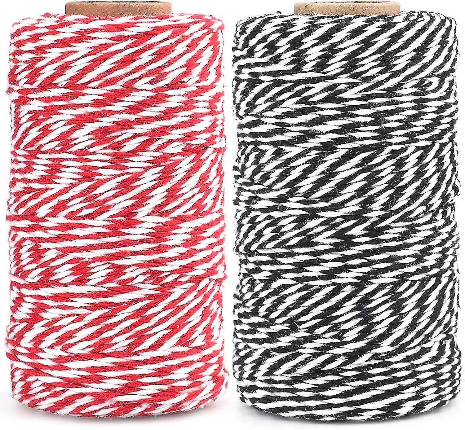 200m Red And Black String Twine, Craft Cotton Thread Durable Twine Perfect For Bakingblack+red(4-d-1)