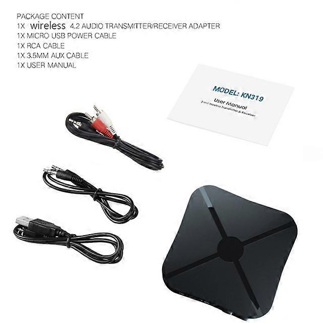 KN326 蓝牙兼容 5.0 音频接收器发射器 3.5 毫米 AUX 插孔 RCA 无线适配器 USB 加密狗带麦克风,适用于车载 PC 电视
