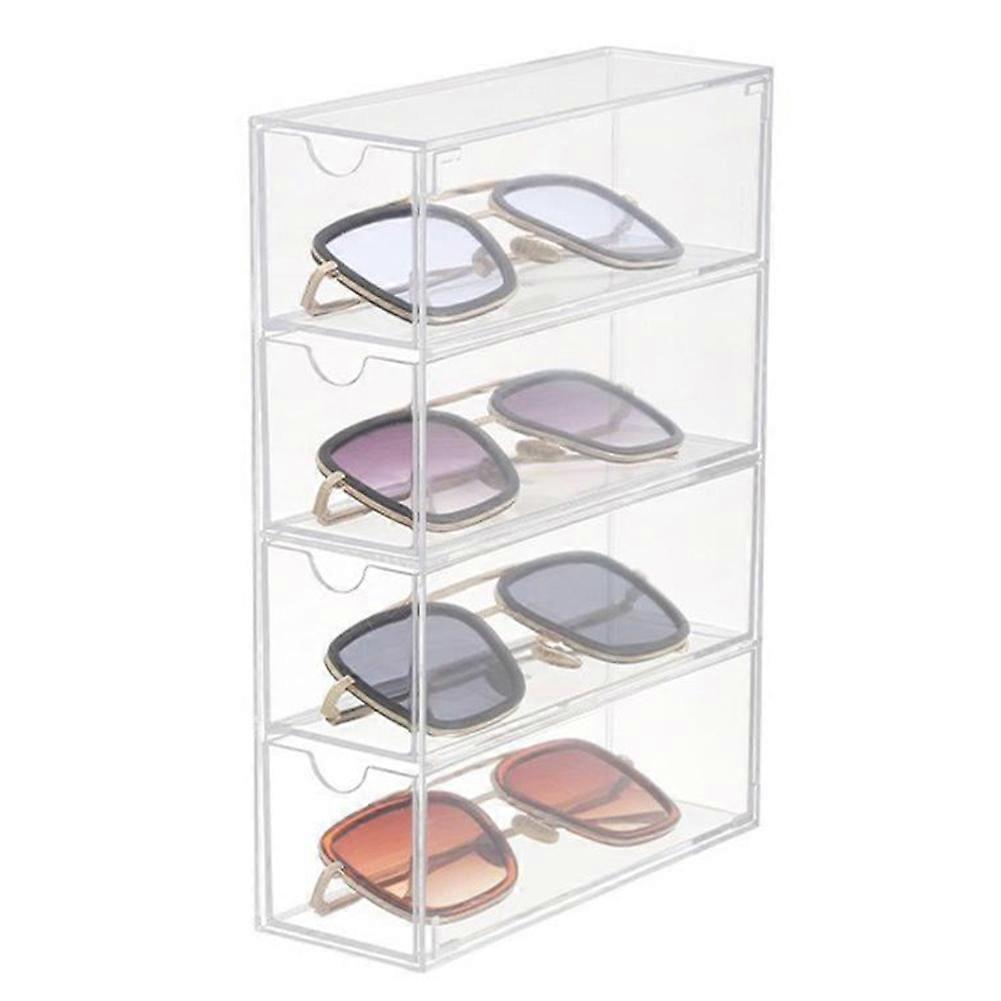 Boîte de rangement de lunettes en matériau acrylique Superposable Étui à lunettes transparent pour chambre à coucher