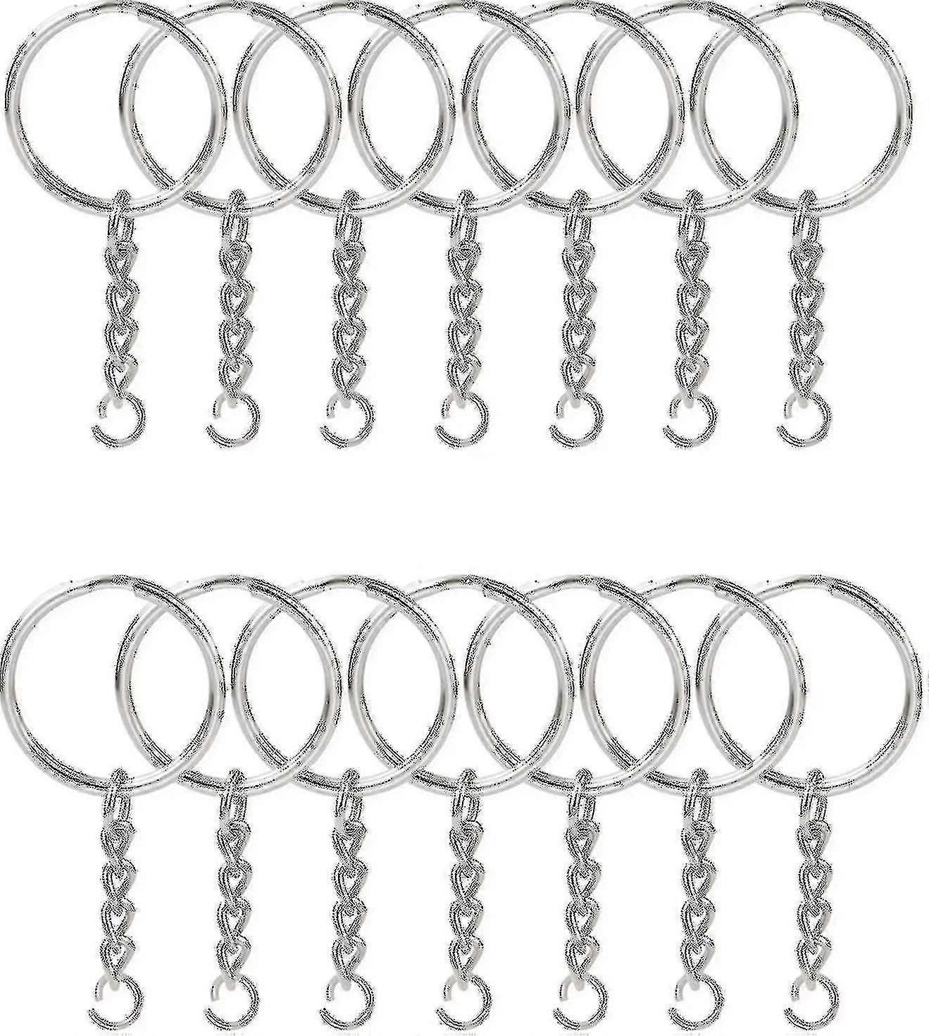 100pcs Split Key Ring With Chain 1 Inch And Jump Rings,split Key Ring With Chain Silver Color Metal Split Key Chain Ring Parts
