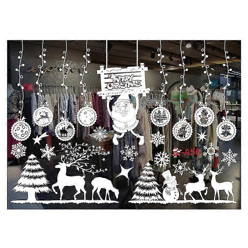 2Pcs Window Stickers Christmas Elements Pattern Self-Adhesive PVC Showcase Window Clings for Shoppin