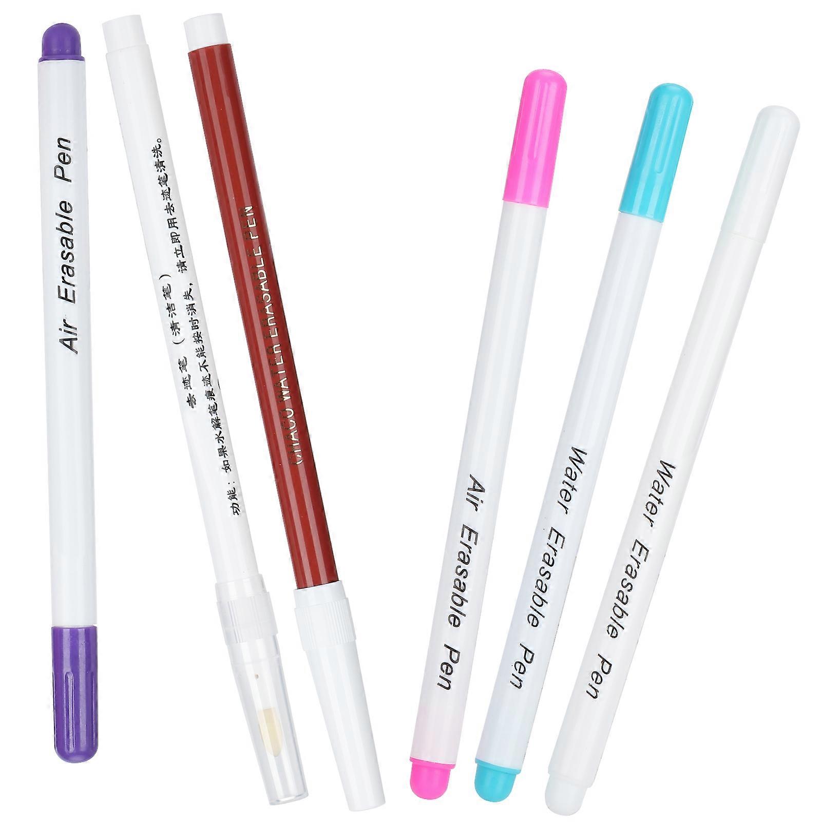Water Erasable Pen Set - 6 Pack - 5 Colored Fabric Markers for DIY Projects