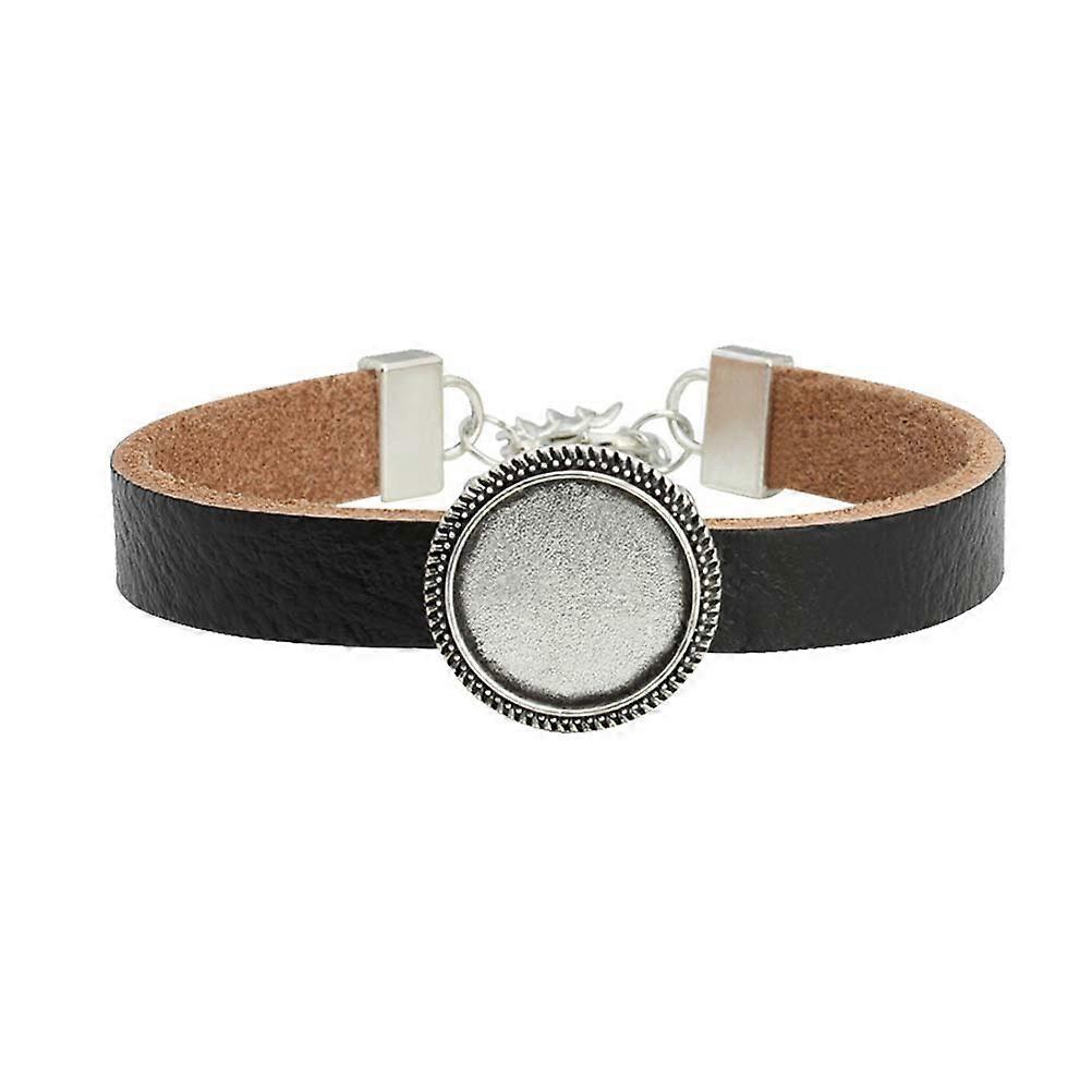 1pc Bracelet En Cuir DIY avec Base De Bijoux Base DIY Fabrication De Bijoux Pour Femmes Dames (Argent)