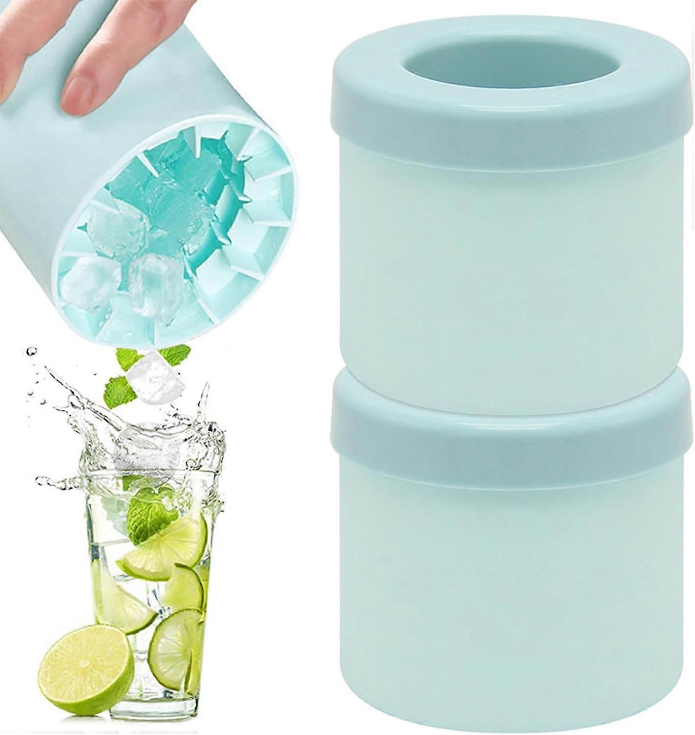 Ice Cube Tray, Silicone Ice Cube Mold 2PCS Silicone Ice Cube Tray with Lid Reusable Ice Bucket Cylinder Ice Cube Machine Ice Cube Maker Mini Ice Cube