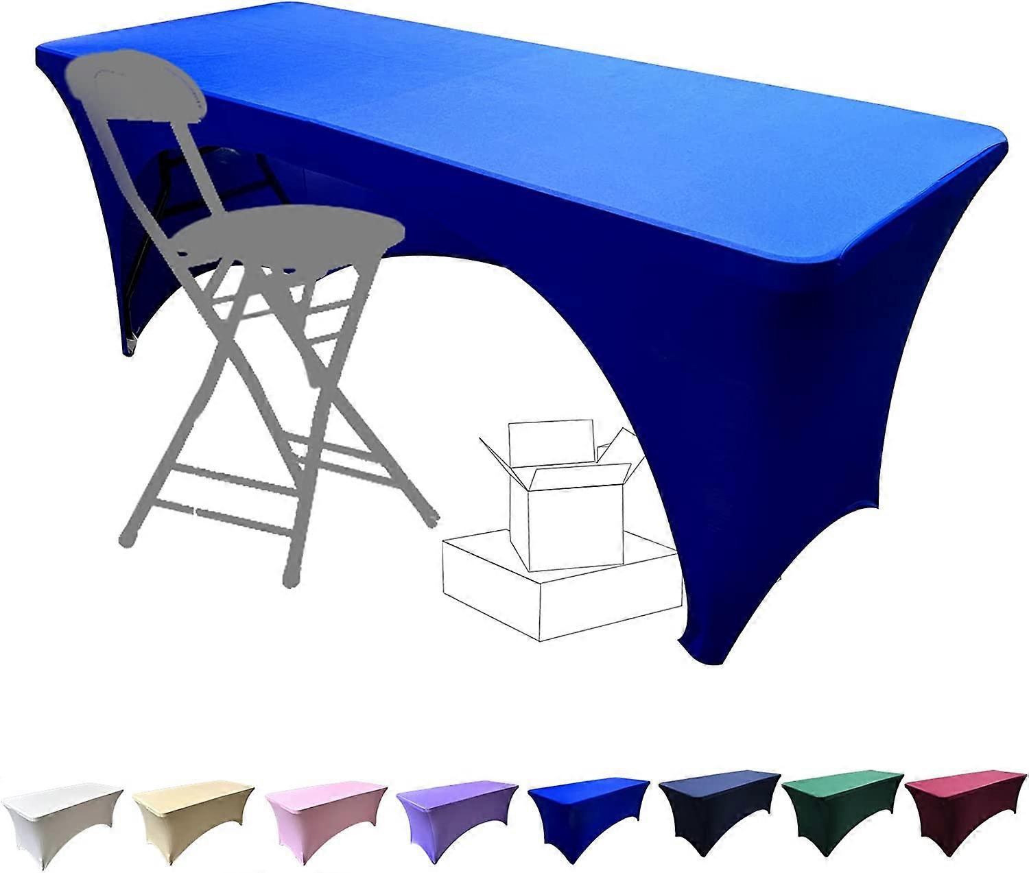 Stretchable Tablecloths 6ft for Rectangle Tables with Open Back, Fitted Spandex Rectangular Patio Table Covers