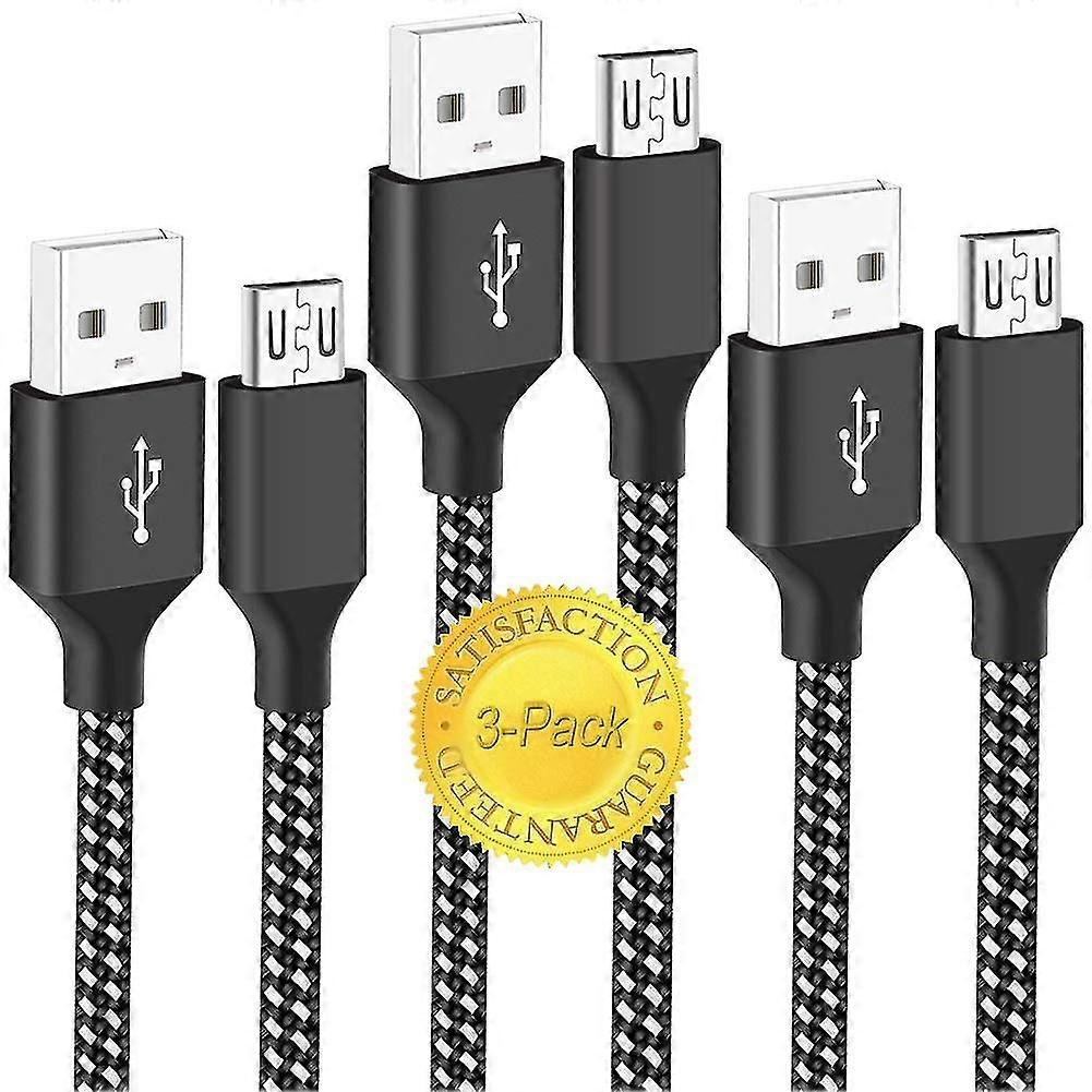 Ps4 Controller Charger Cable 3-pack 6ft For Xbox One Controller,dualshock 4,ps4 Charging Cord,nylon Braided Micro Usb Data Sync Cable