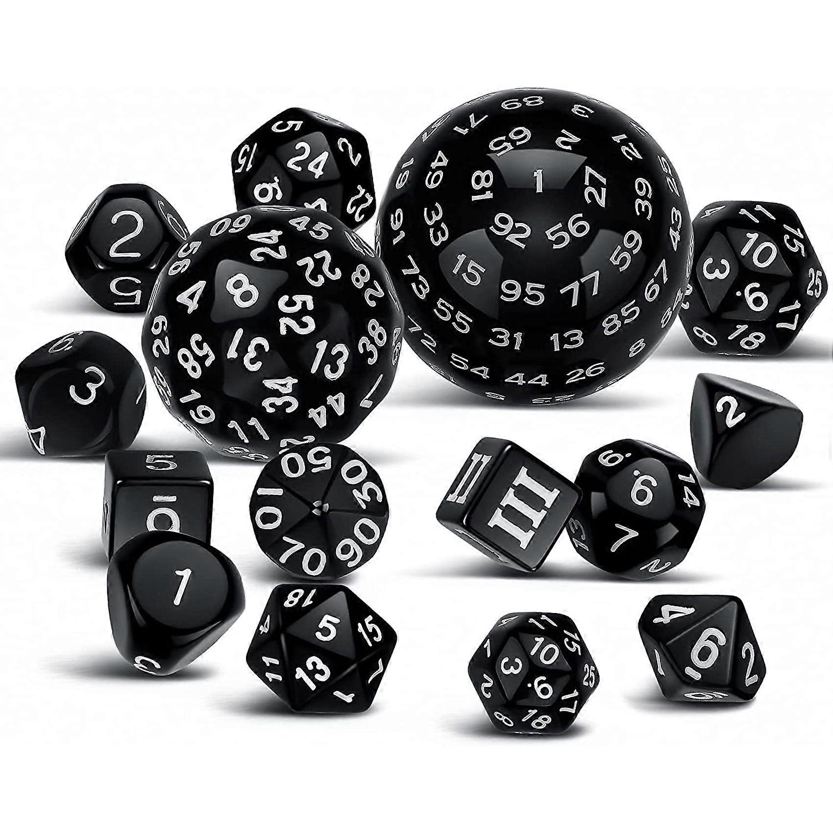 15Pièces Ensemble complet polyédrique DND D3-D100 Ensemble RPG sphérique, ensemble de 100 côtés pour table de jeu de rôle