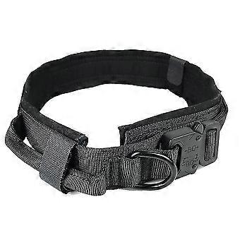 Military Tactical Dog Collar German Shepherd Medium Large Dog Collar For Walking Training Durable Dog Collar Control Handle,black M Shibaod