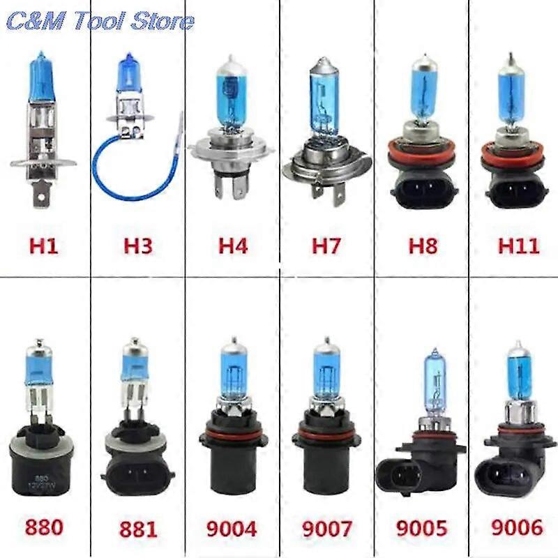 Car Halogen Lamp H1 H3 H4 H7 H8 H11 880 881 9004 9005 9006 9007 Auto Halogen Bulb Fog Lights 12V 6000K Headlights Lamp 1PC
