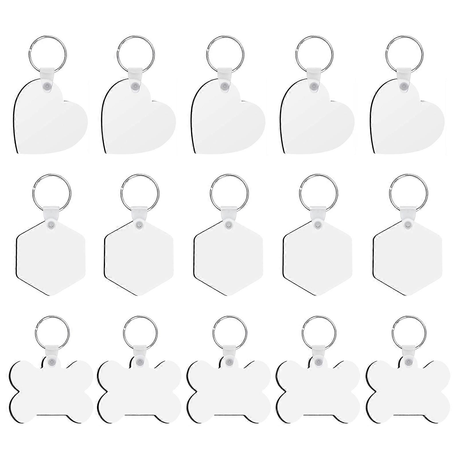15 Pieces Sublimation Blank Keychain Kit with for Key Rings Gift for Graduation