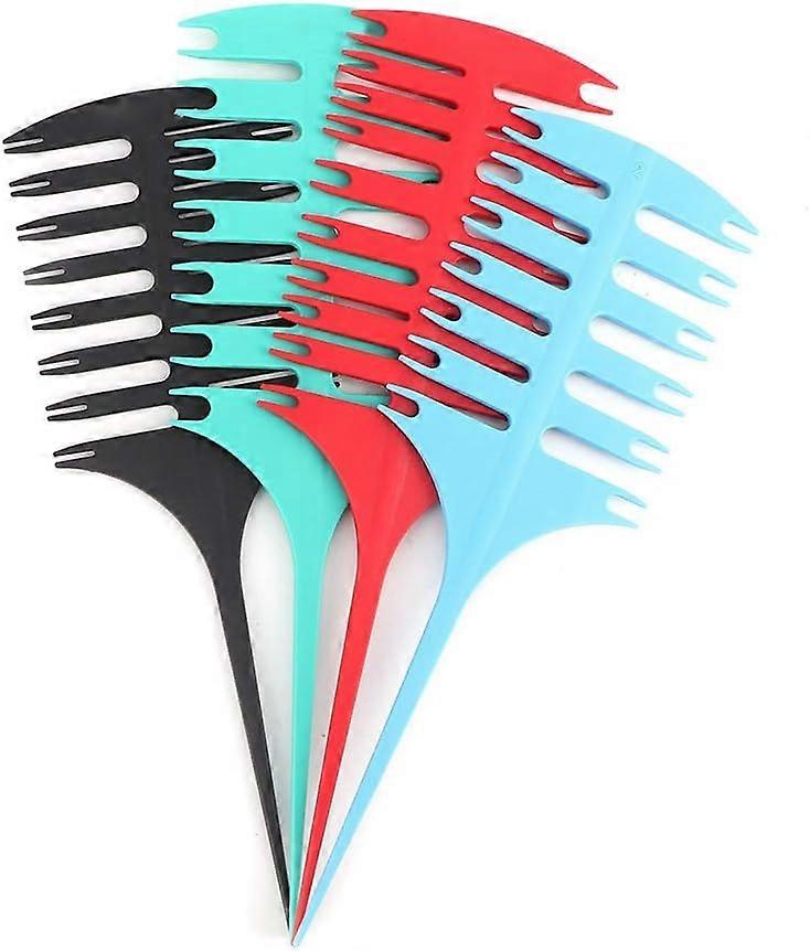 4Pcs Sectional Combs, Coloring Brushes, Professional Style Coloring Combs Plastic Braided Combs