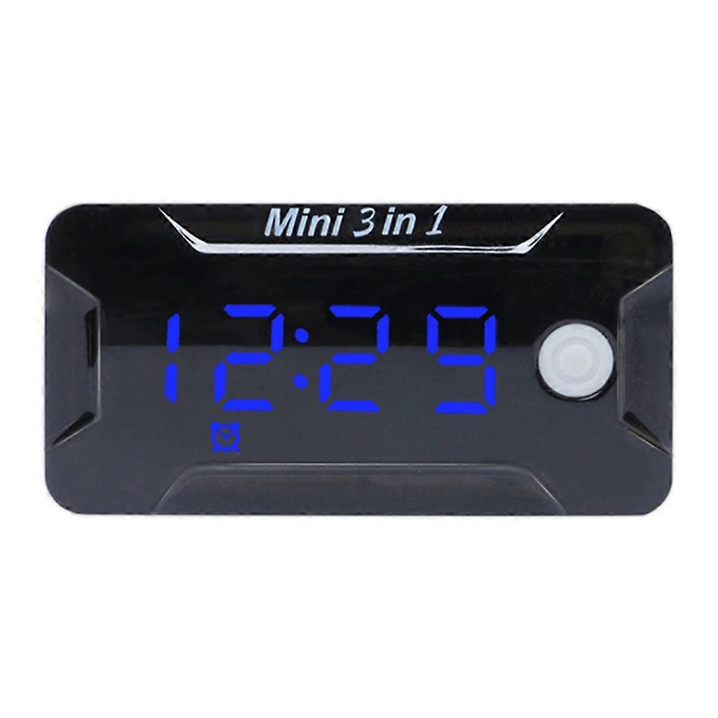Universal Three-In-One Motorcycle Electronic Clock Thermometer Voltmeter