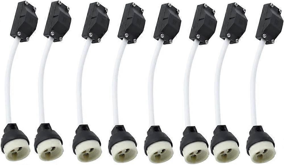 8 Pieces Ceramic GU10 Lampholders with Cable Connector 2A 250V GU10 Lamp Holder Socket Base Adapter with Insulated Cable