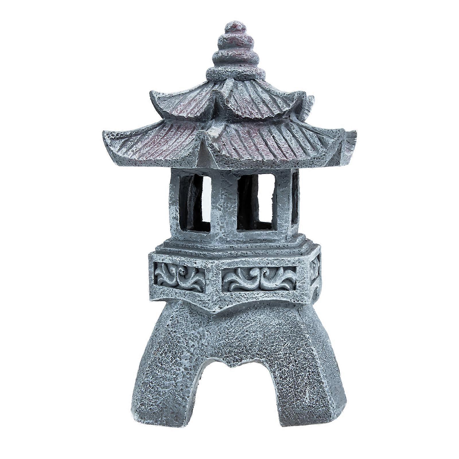 פסלים חיצוניים פגודה פנס בטון תאורה דקורטיבית חיצונית פגודה מופעל סולארית led זן גן פגודה