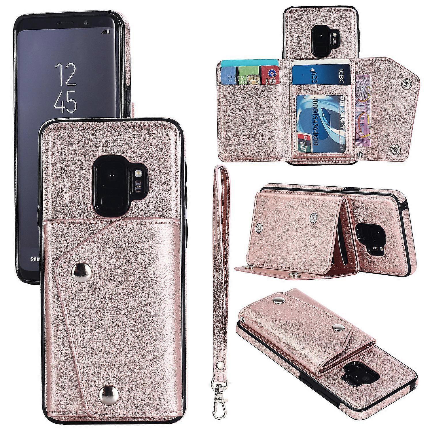 Handmade Pu Leather Case For Samsung S9 With Card Holder, Wallet Function, Kickstand Function, Fall Protection