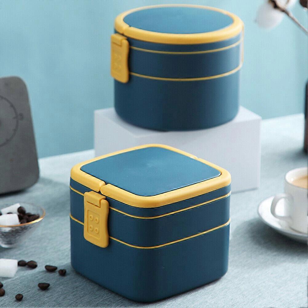 2Layer Tier Thermal Insulated Stackable Lunch Box Spoon Dinnerware Bento Food