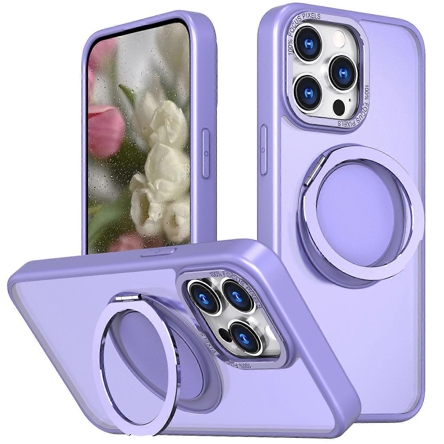 Suitable for iPhone 13/14/15 Pro Max pivot phone case matte magnetic 360 degree rotating gear bracket