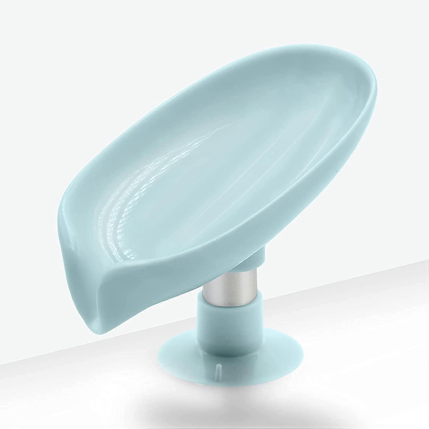 Leaf Shaped Soap Dish, Self-Empty Soap Dish with Suction Cup, No Perforation, for Shower, Bathroom