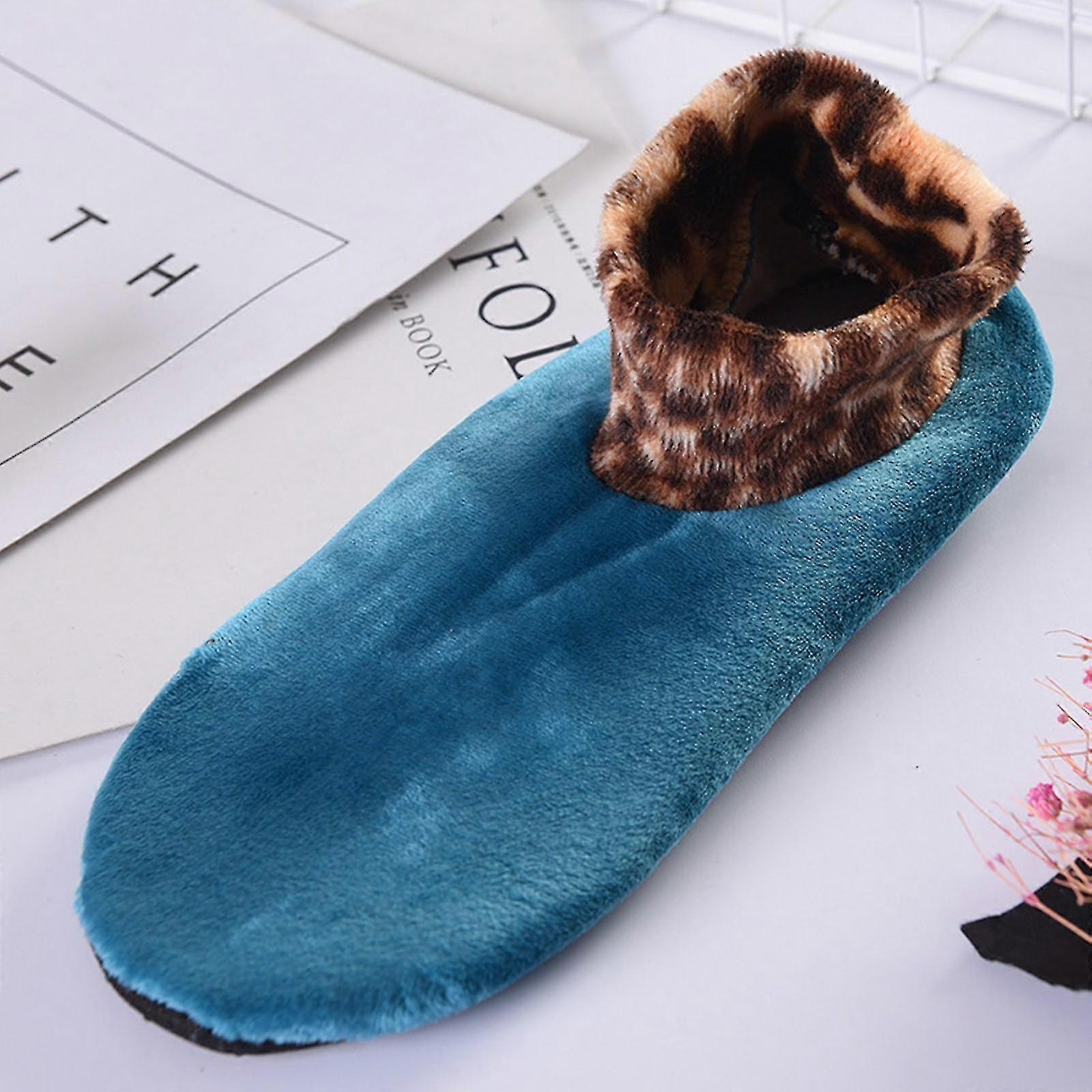 Autumn And Winter Children's Leopard Print Floor Socks Double Layer Plus Velvet Thickening Non-slip Warmth Not Down Velvet Yoga Dance Socks