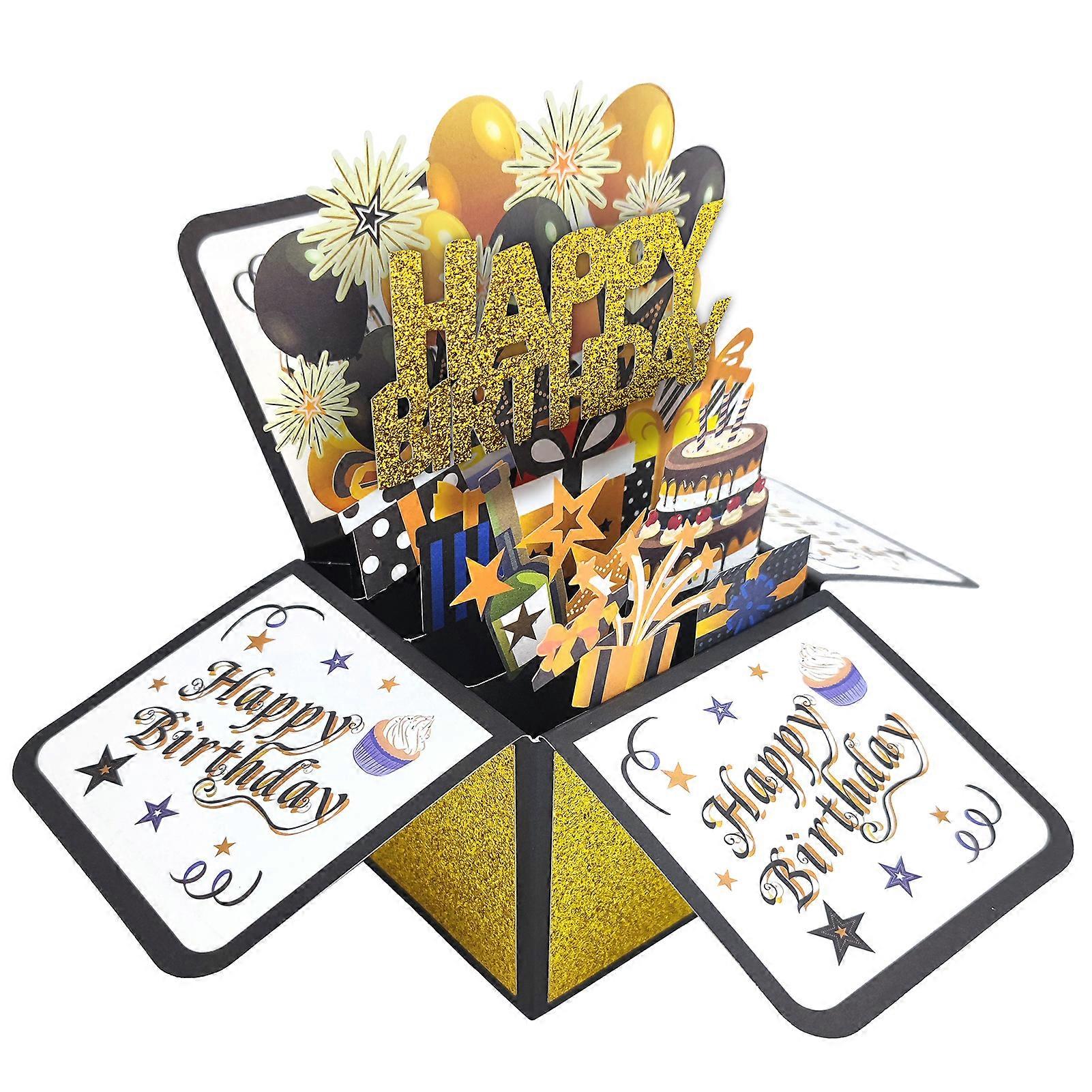 3D Greeting Card with Envelope Shiny Vibrant Color Handmade DIY Surprise Greeting Card Unique Birthday Gift