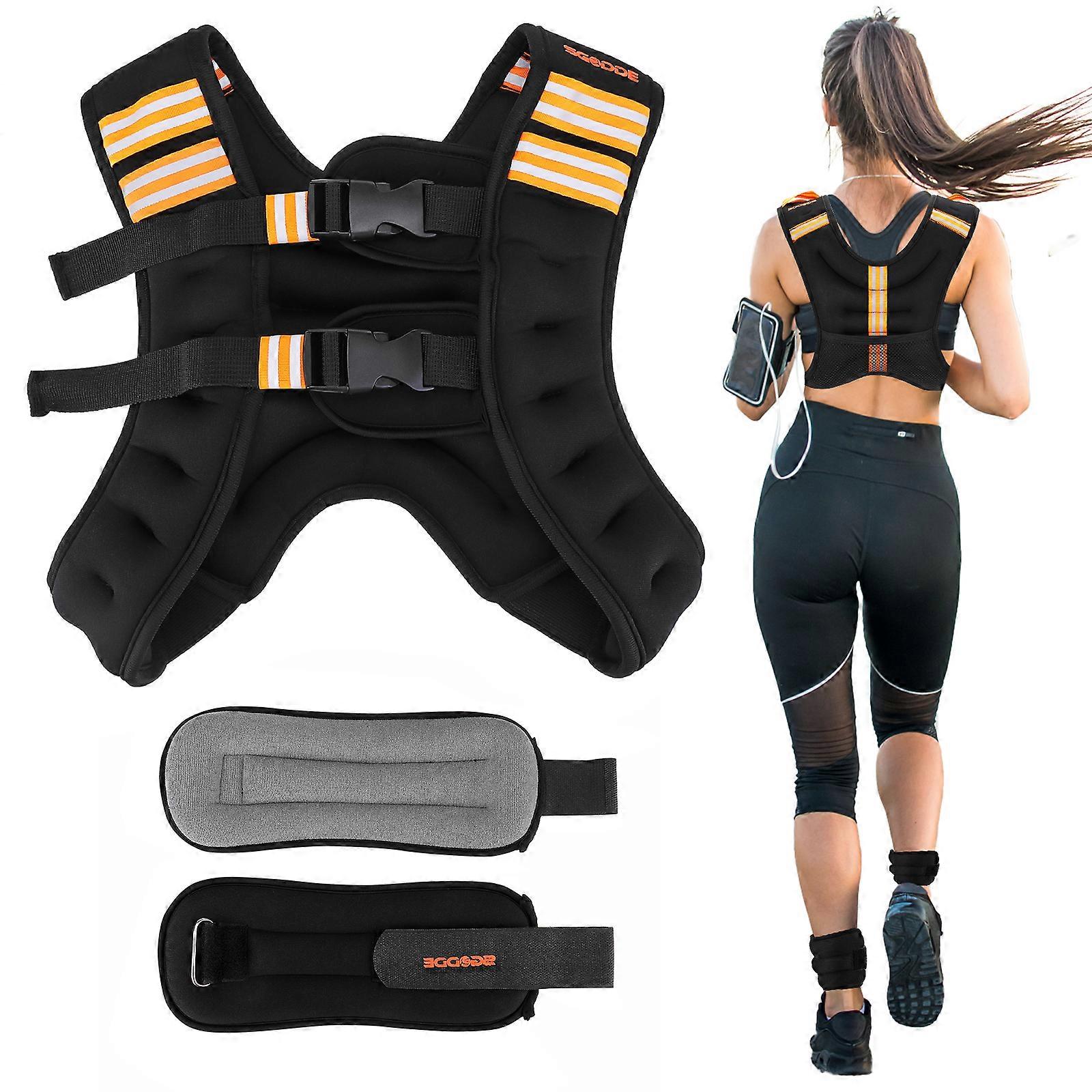 Weighted Vest With Reflective Strips Adjustable Weight Vest For Men And Women Strength Training Running Cycling