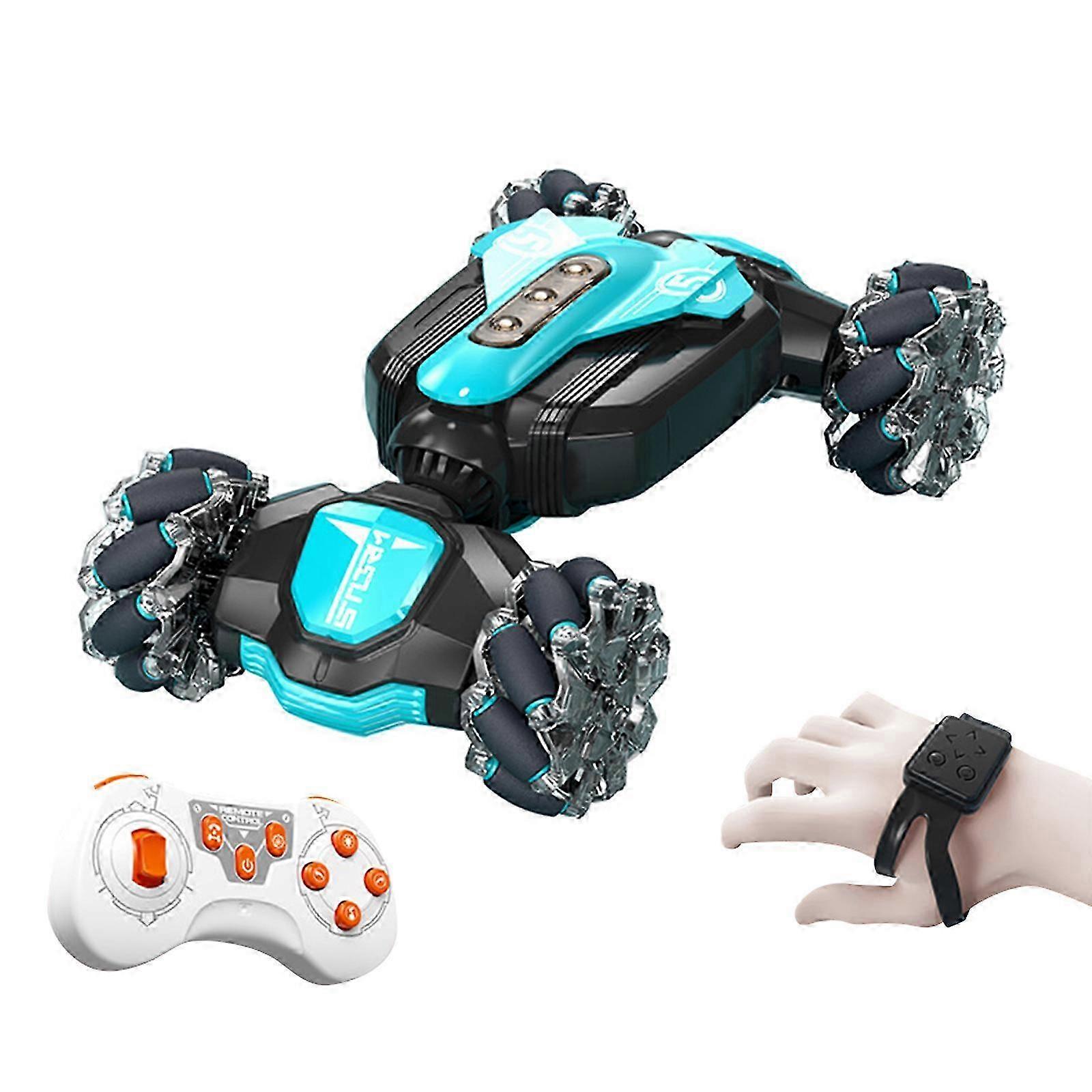Remote Control Car Hand Controlled Gesture RC Stunt Car with Lights & Music, 2.4Ghz 4WD Double Sided Rotating New Gravity Gesture Sensing Remote Contr