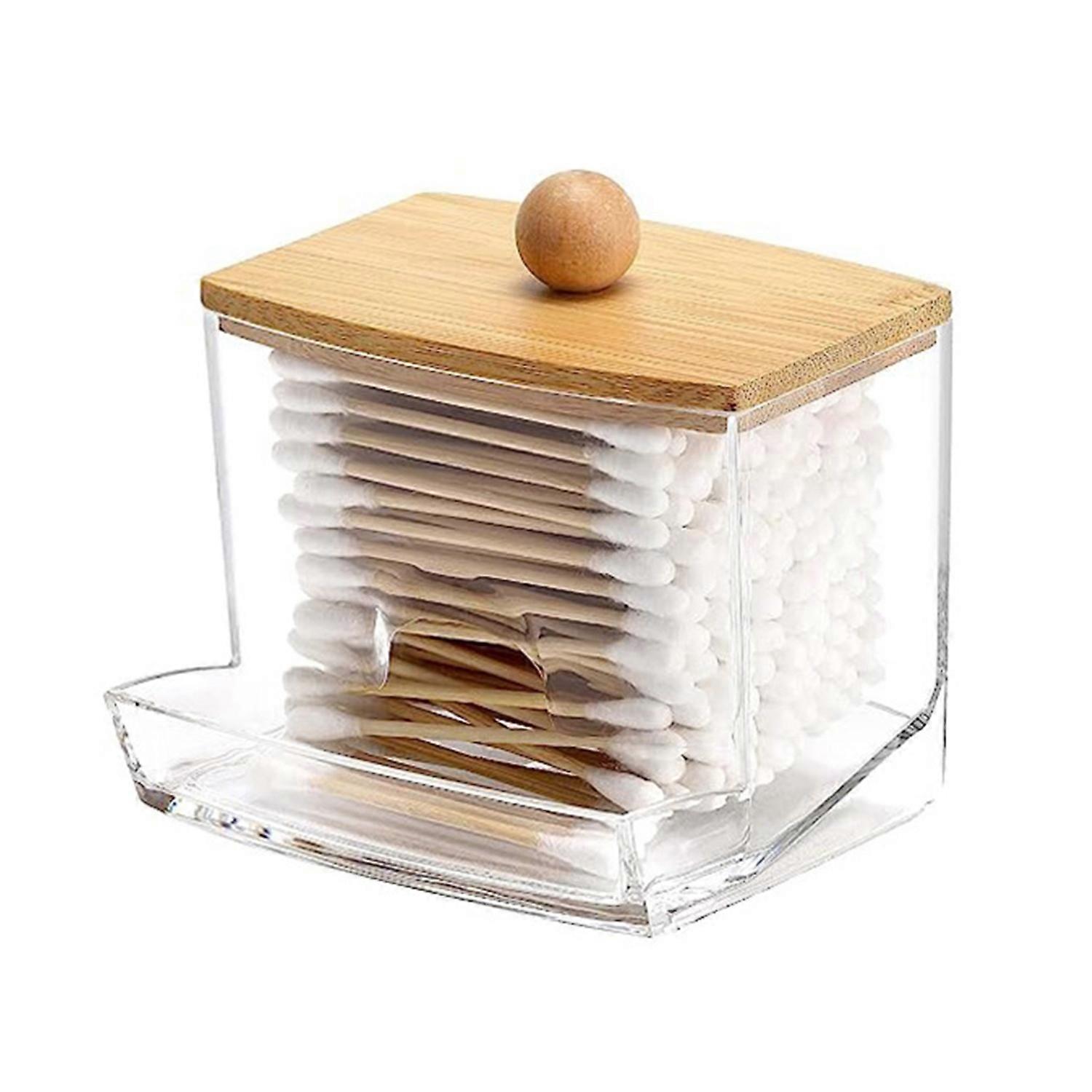 Cotton Swab Storage Box Transparent with Lid Dustproof Square Thickened Large Capacity Lightweight