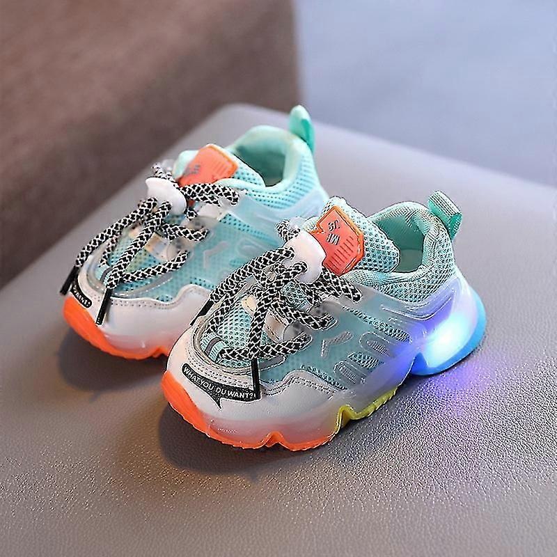 Frozen Elsa Mesh Sneakers Kids Shos Summer Autumn Led Children Luminous Girls Light Baby Sneaker Sports Shoes Size 22-31