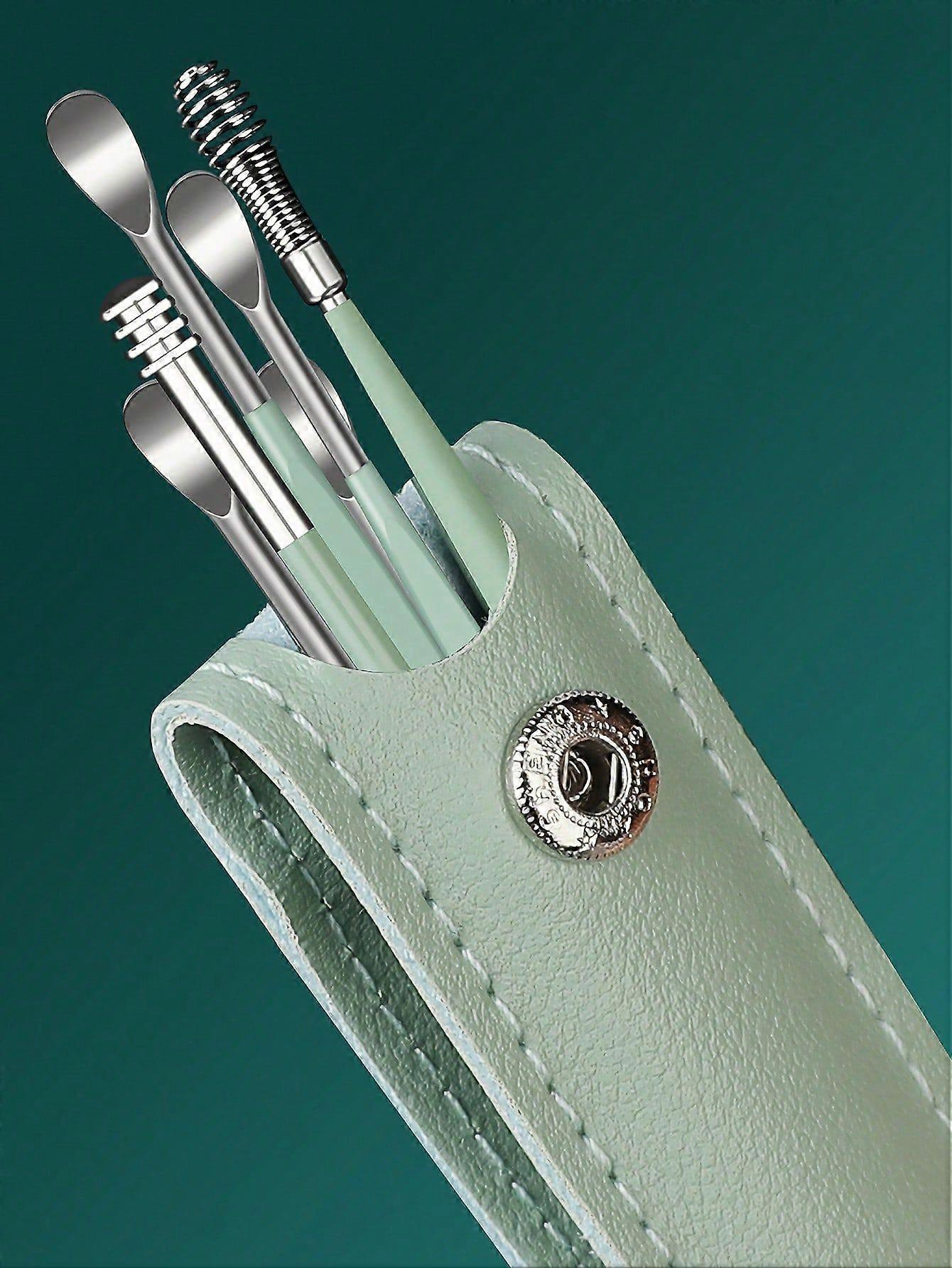 6 قطع أداة تنظيف الأذن الفولاذ المقاوم للصدأ اختيار الأذن كيت &1 قطعة حقيبة تخزين أداة مزيل شمع الأذن ، غرفة المعيشة غرفة نوم المنزل ديكور المنزل ، السفر الاشياء ،