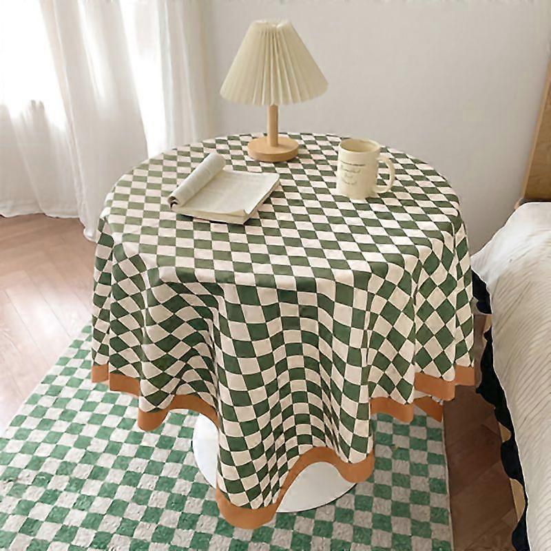Checkerboard Tablecloth Vintage Grid Simple Practical Table Cover for Rectangular Round Table Coffee Table Green Grid 100x150cm