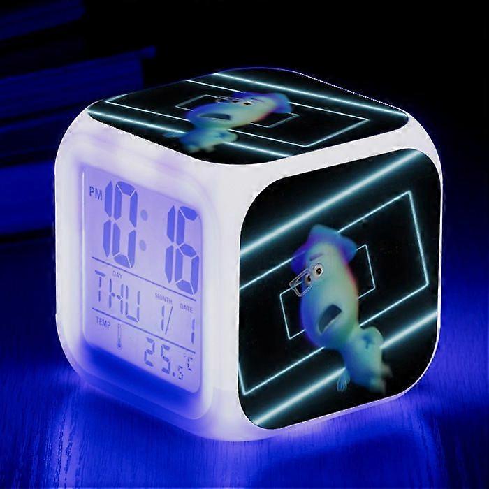 Anime Mind Adventure Colorful Alarm Clock LED Square Clock Digital Alarm Clock with Time, Temperature, Alarm, Date