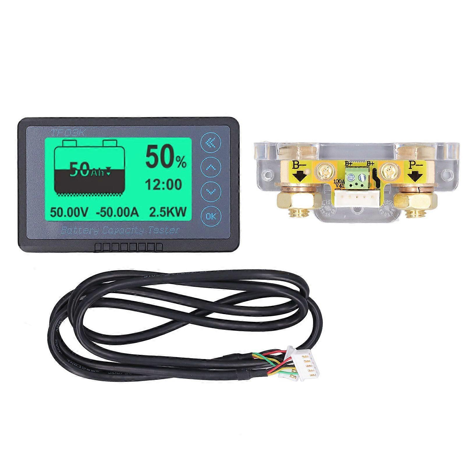 Black Battery Monitoring Meter Portable Lightweight Waterproof Battery Capacity Indicator Coulombmeter 8120V 100A(0150A)