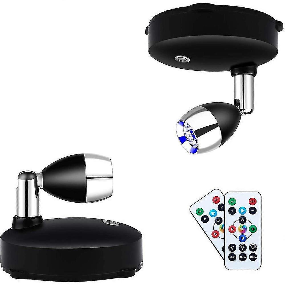 Wireless Spotlight Battery Operated Lights,Dimmable LED Spotlights with Remote Rotatable Wall Light-In stock