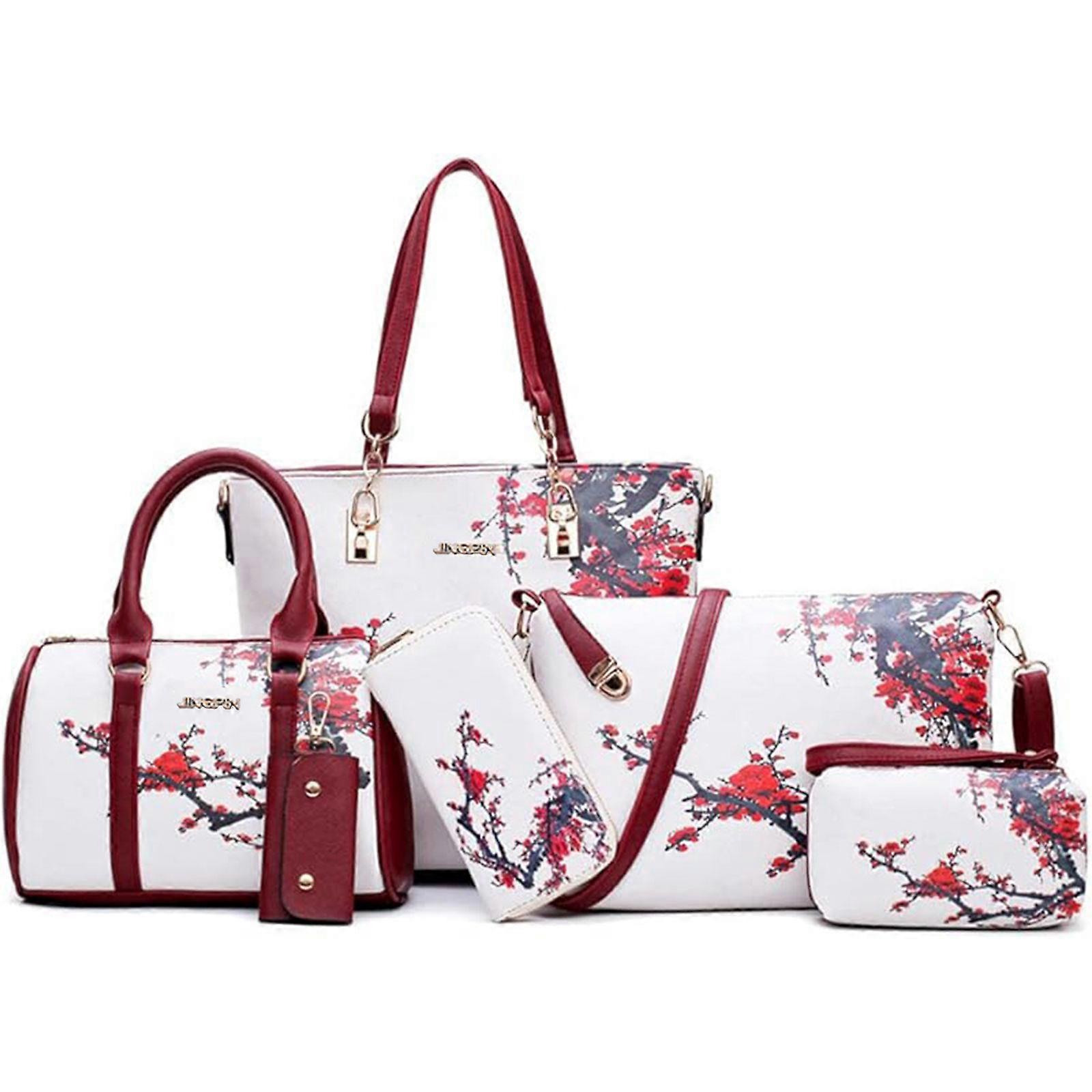 White Blossom Handbag Set with Multiple Styles