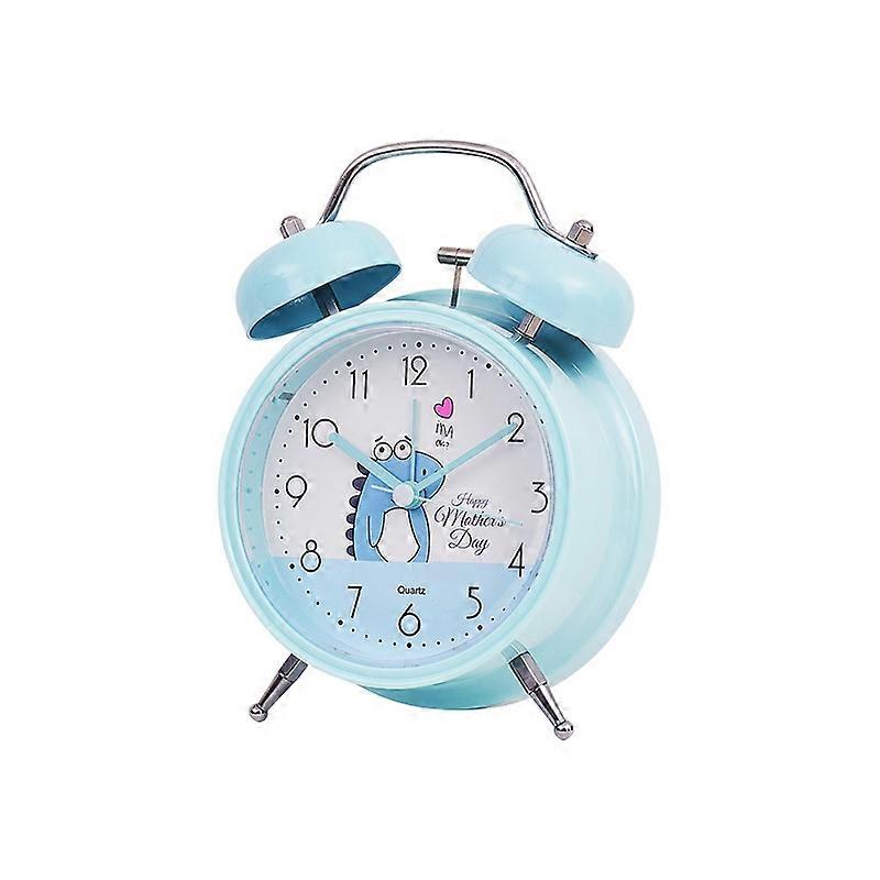 Student Cute Style Bell Alarm Clock Bedside Mute Clock With Light Specification： Y33 3 Inch (Blue)
