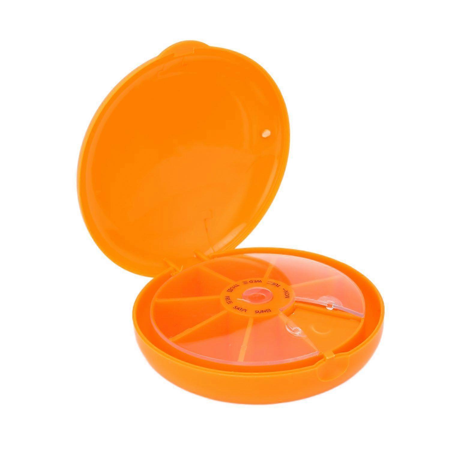 7-Compartment Rotating Pill Box - Round Pills Organizer with 7 Grids