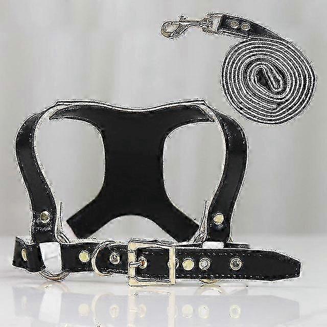 Soft Leather Dog Collar and Leash Set Adjustable Lengths Leash for Small Medium Large Dogs Size M