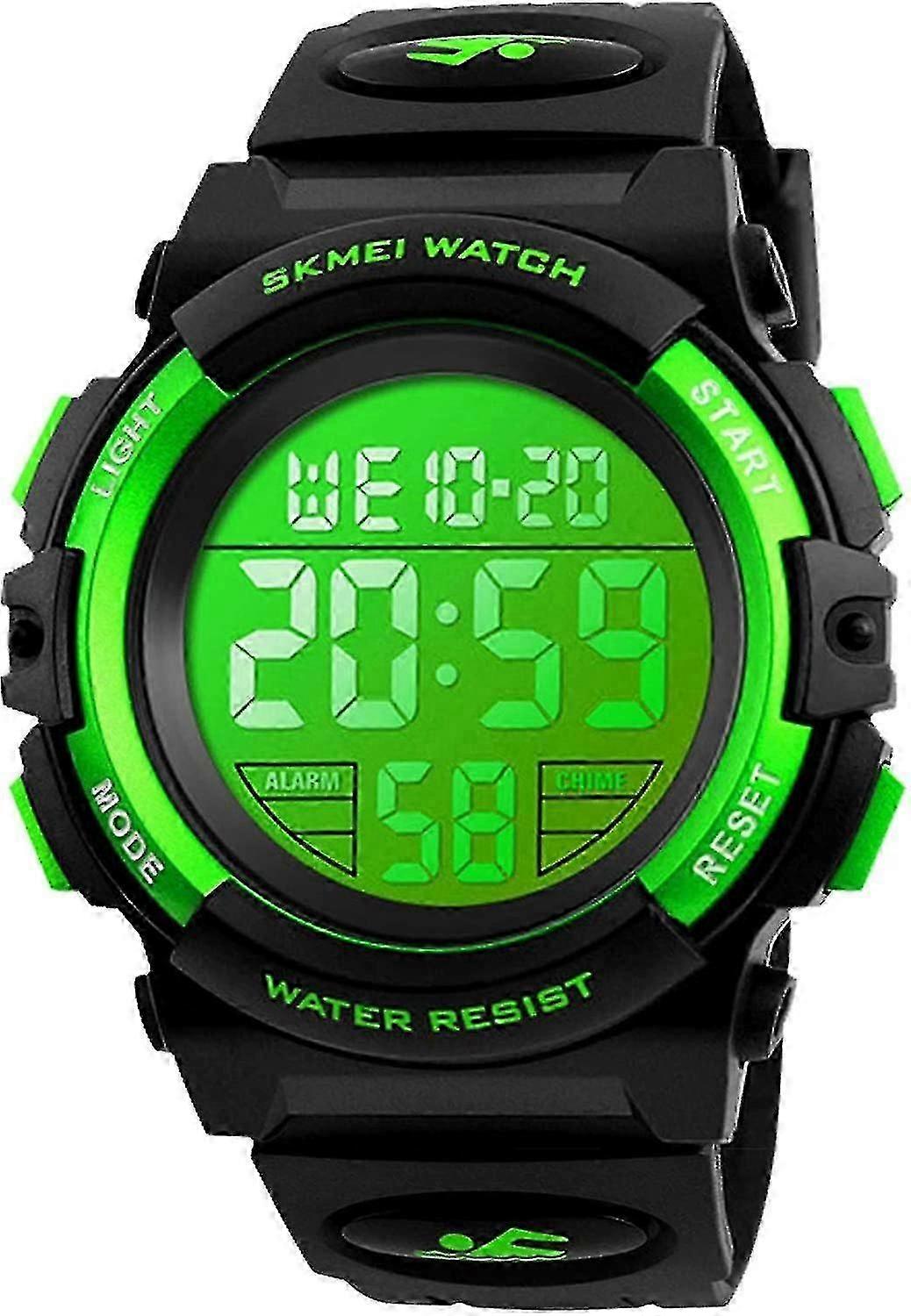 Barn Digital Sportklocka För Pojkar Flickor, Pojke Vattentät Casual Elektronisk Analog Quartz 7 Färgglad LED-klocka